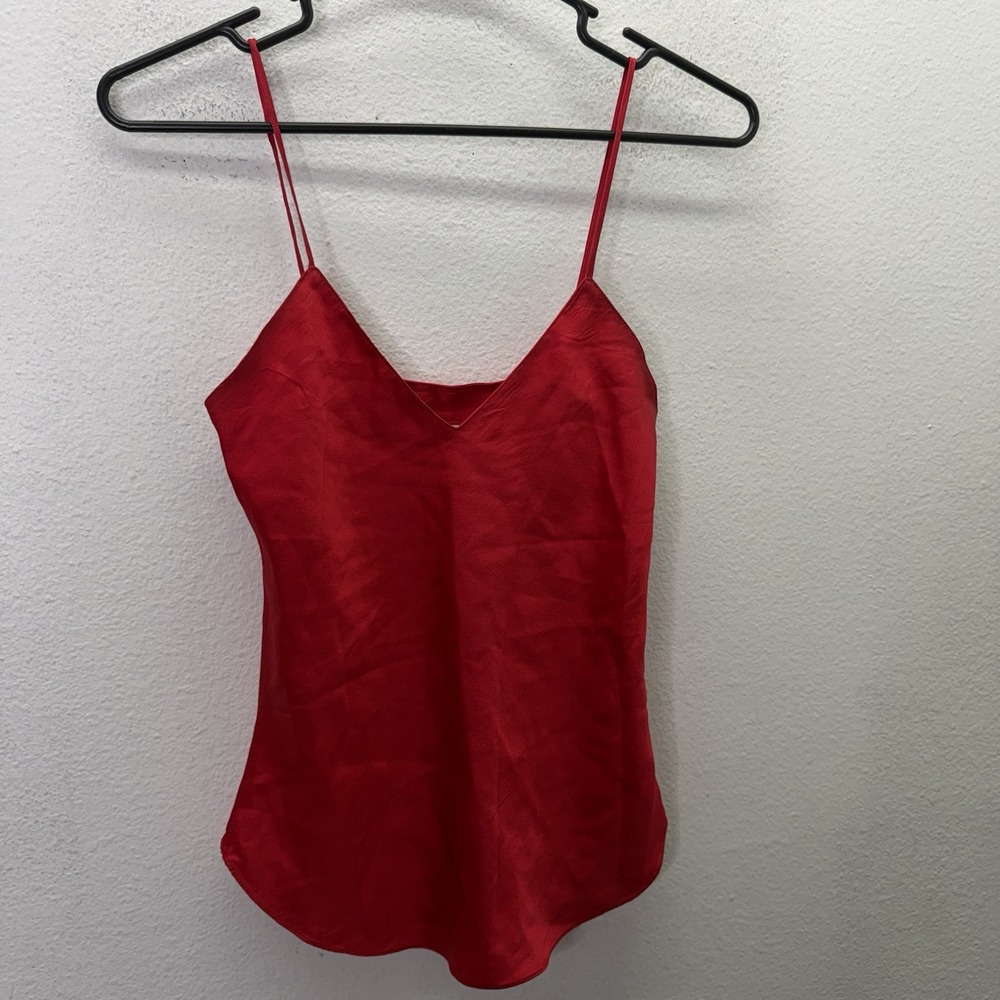 Victorias Secret VTG 90s 100% Silk Camisole Tank Top Gold Label Lingerie Red XS